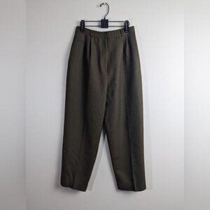 Vintage Gerard Darel Wool pants trouser  tapered pleated front olive green